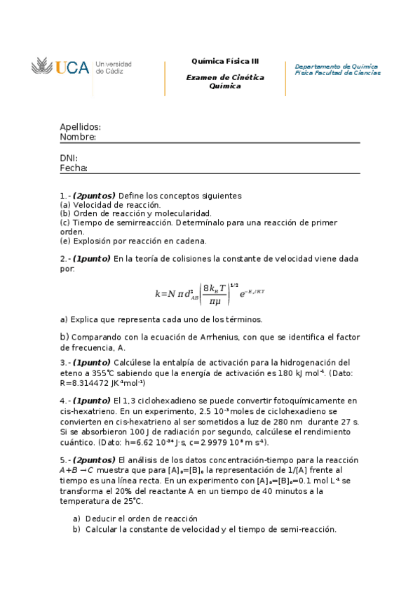 Miniatura del documento Examen QF III Cinética Junio 2011.docx