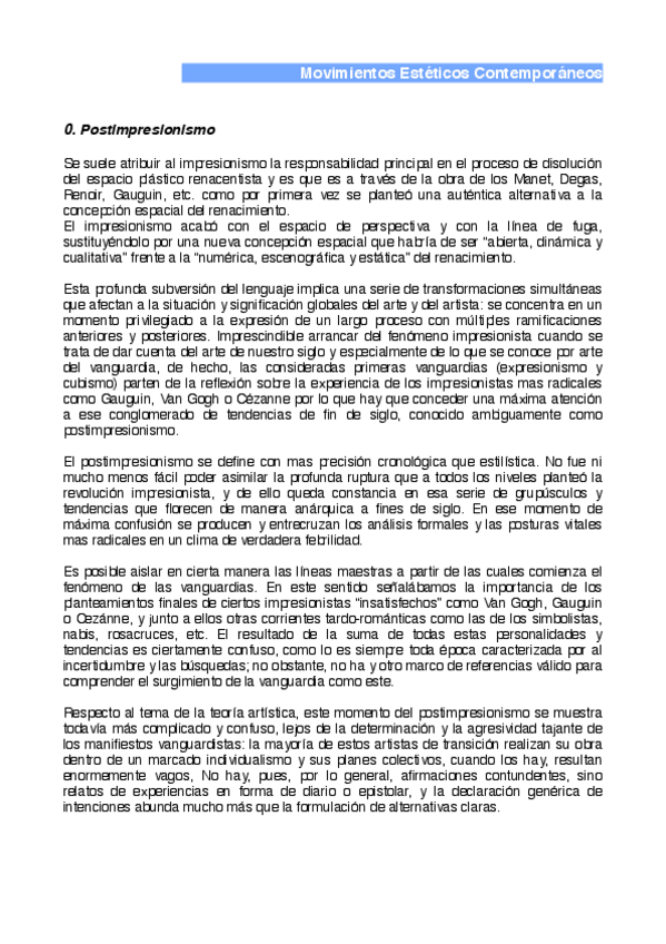 Miniatura del documento Movimientos Estéticos Contemporáneos - Resumen Vanguardias .pdf