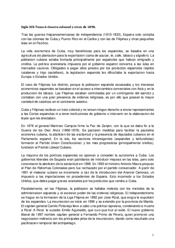 Miniatura del documento Siglo-XIX-Tema-6-Guerra-colonial-y-crisis-de-1898.pdf