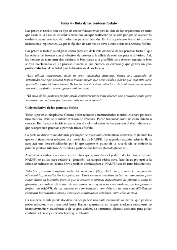 Miniatura del documento Tema 4 - Ruta de las pentosas fosfato.pdf