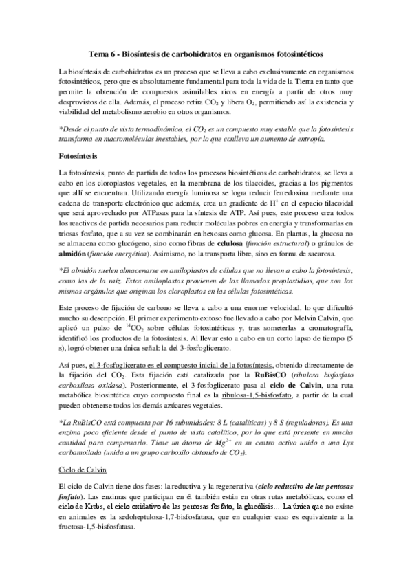 Miniatura del documento Tema 6 - Biosíntesis de carbohidratos en organismos fotosintéticos.pdf