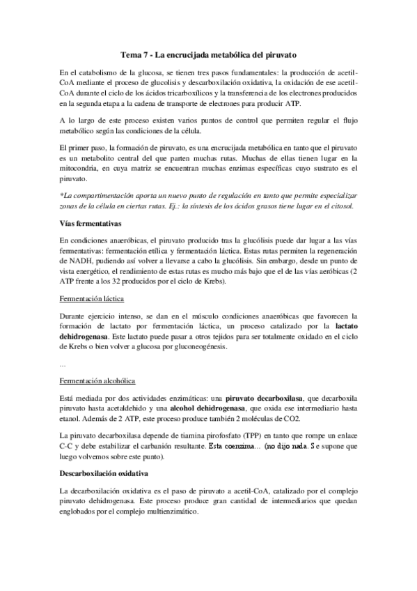 Miniatura del documento Tema 7 - La encrucijada metabólica del piruvato.pdf
