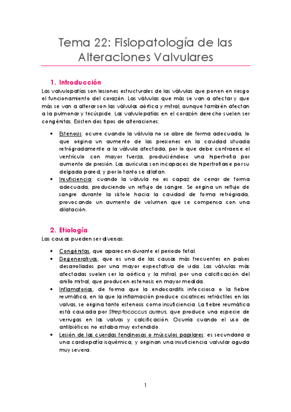 Miniatura del documento Tema 22 Valvulopatías Cardiacas.pdf
