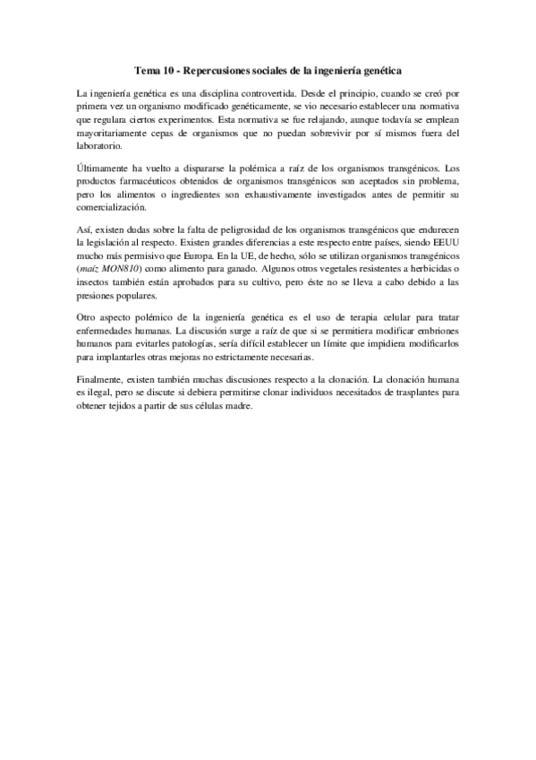 Miniatura del documento Tema 10 - Repercusiones sociales de la ingeniería genética.pdf