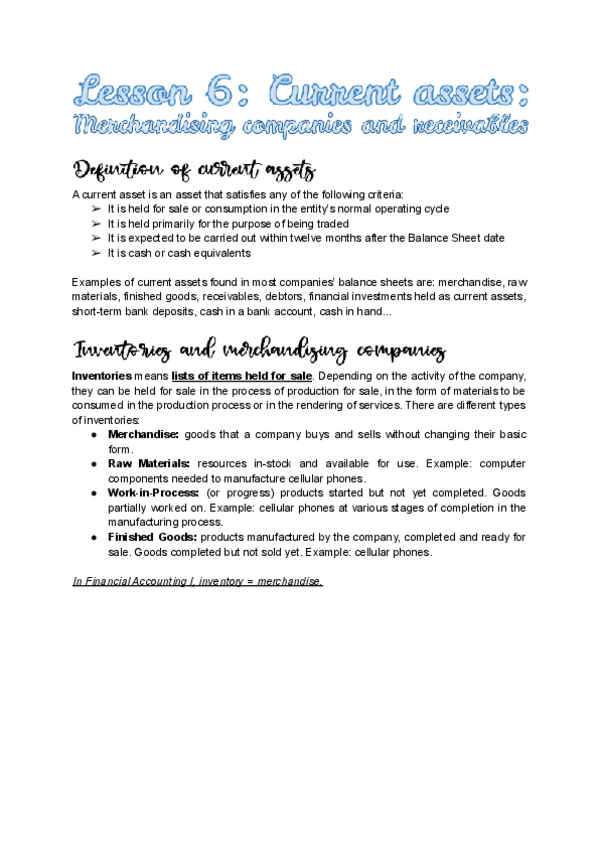 Miniatura del documento Lesson-6-Current-assets-Merchandising-companies-and-receivables.pdf