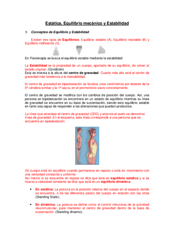 Miniatura del documento Biomecánica Tema 4 Estática Equilibrio mecánico y Estabilidad..pdf