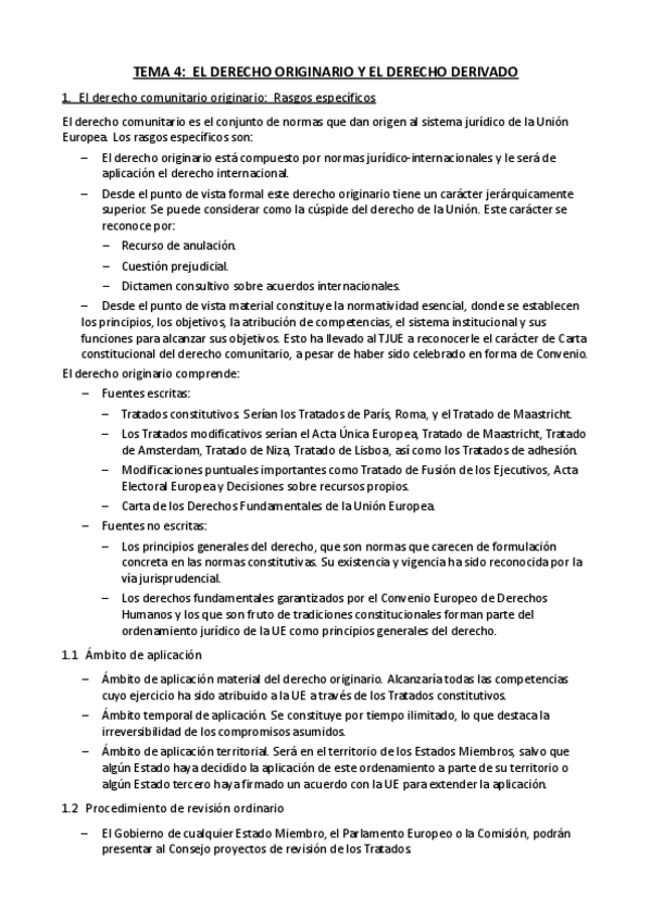 Miniatura del documento Tema 4. EL DERECHO ORIGINARIO Y EL DERECHO DERIVADO.pdf
