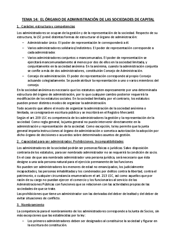 Miniatura del documento Tema 14. EL ÓRGANO DE ADMINISTRACIÓN DE LAS SOCIEDADES DE CAPITAL.pdf