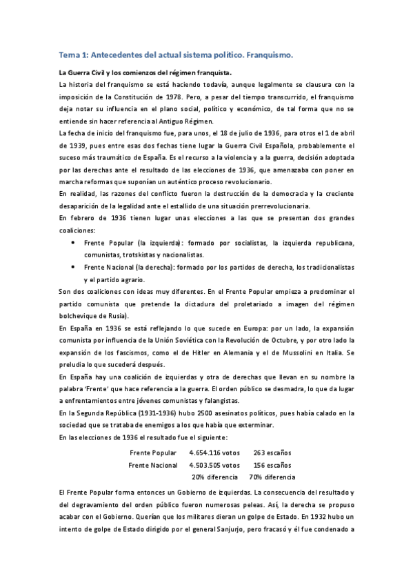 Miniatura del documento Tema 1 Antecedentes del actual sistema político. Franquismo..pdf