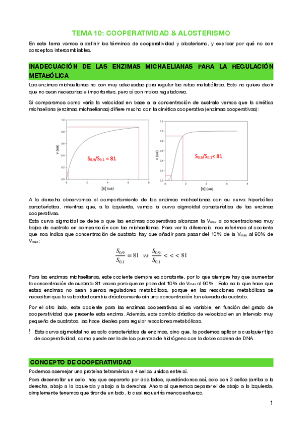 Miniatura del documento Tema 10 - cooperatividad y alosterismo