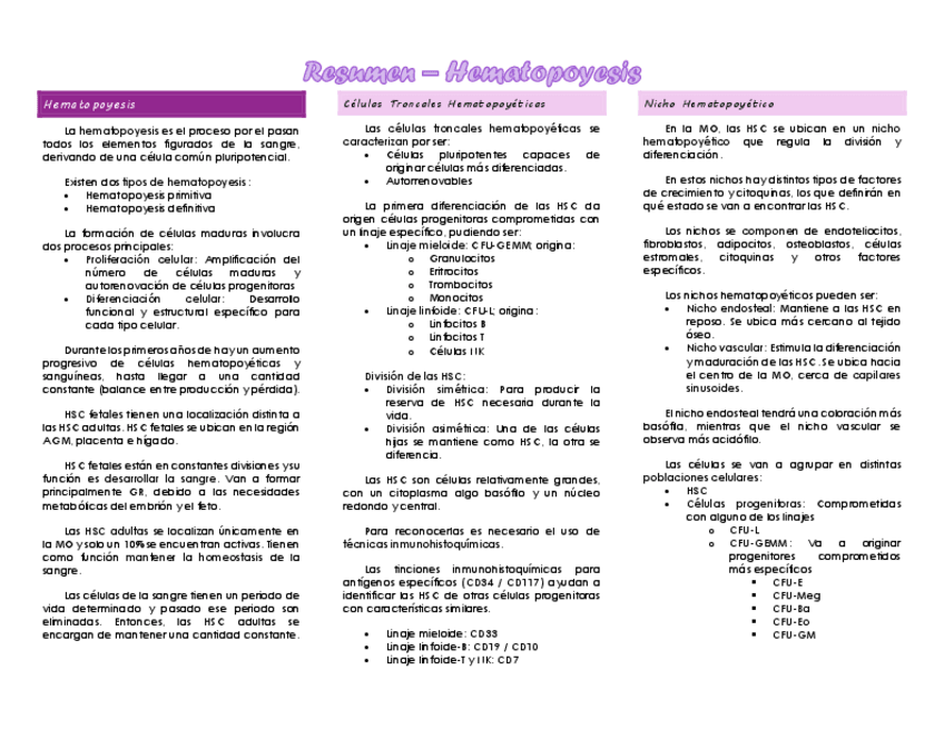 Miniatura del documento Resumen-Hematopoyesis.pdf