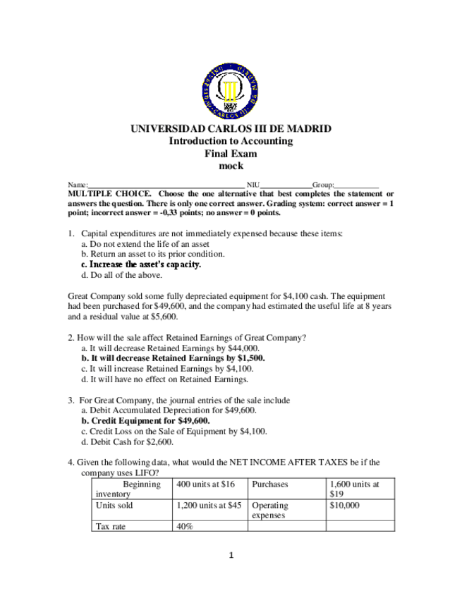 Miniatura del documento Mock-final-exam-Introduction-to-Accounting-2-with-answers.pdf