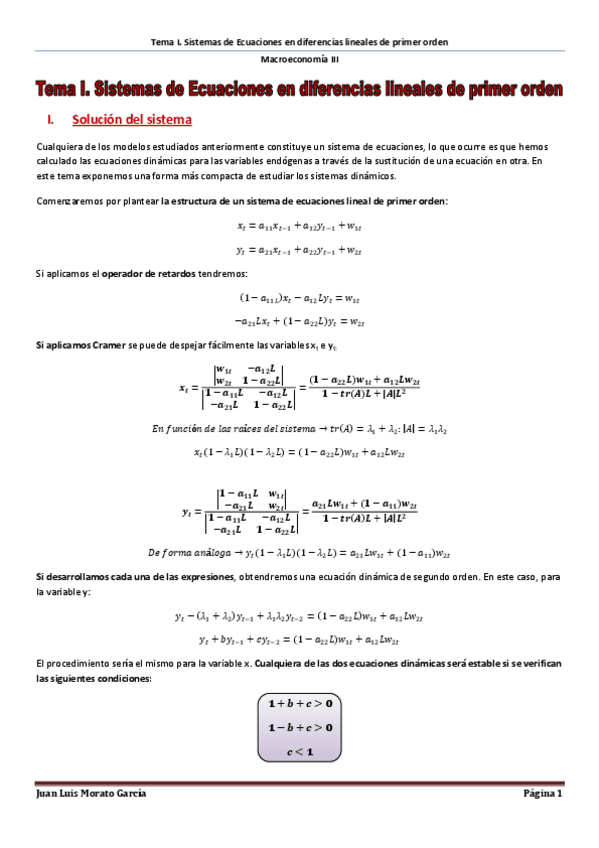 Miniatura del documento Tema I. Sistemas de Ecuaciones en diferencias lineales de primer orden.pdf