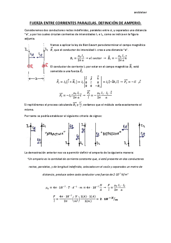 Miniatura del documento Fuerza entre dos corrientes paralelas. Definición de amperio.pdf