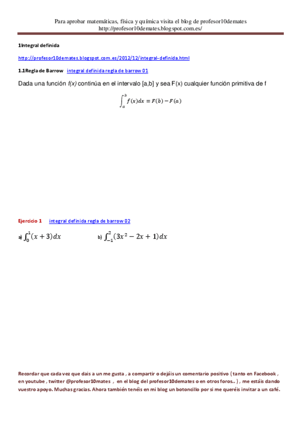 Miniatura del documento Integrales definidas areas profesor10demates.pdf