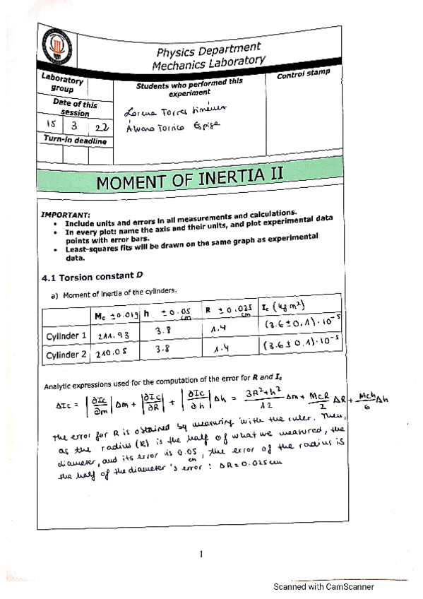 Miniatura del documento Moment of Inertia II Lab Report.pdf