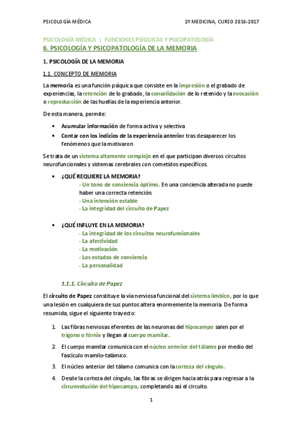 Miniatura del documento TEMA 6 - PSICOLOGÍA Y PSICOPATOLOGÍA DE LA MEMORIA.pdf