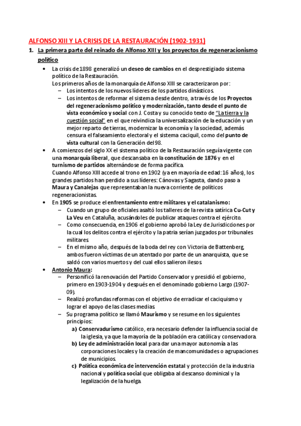 Miniatura del documento Alfonso XIII y crisis Restauracion