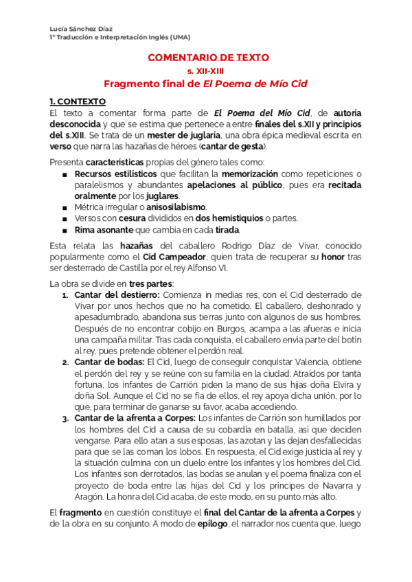 Miniatura del documento ESP I B Comentario Mío Cid Final.pdf