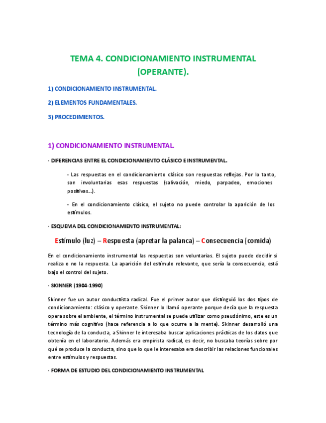 Miniatura del documento Tema 4. Condicionamiento instrumental (operante)..pdf