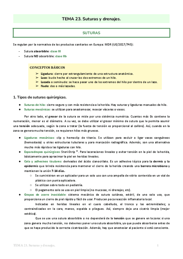Miniatura del documento TEMA 23. Suturas y drenajes.