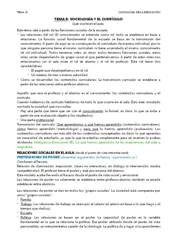 Miniatura del documento Sociología y el currículo