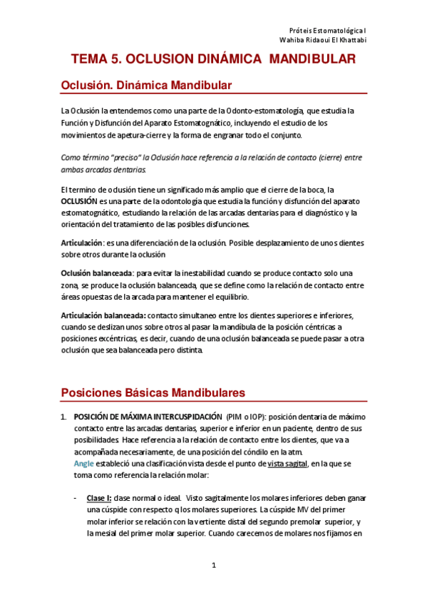Miniatura del documento Tema 5- Oclusion. Dinamica mandibular.pdf