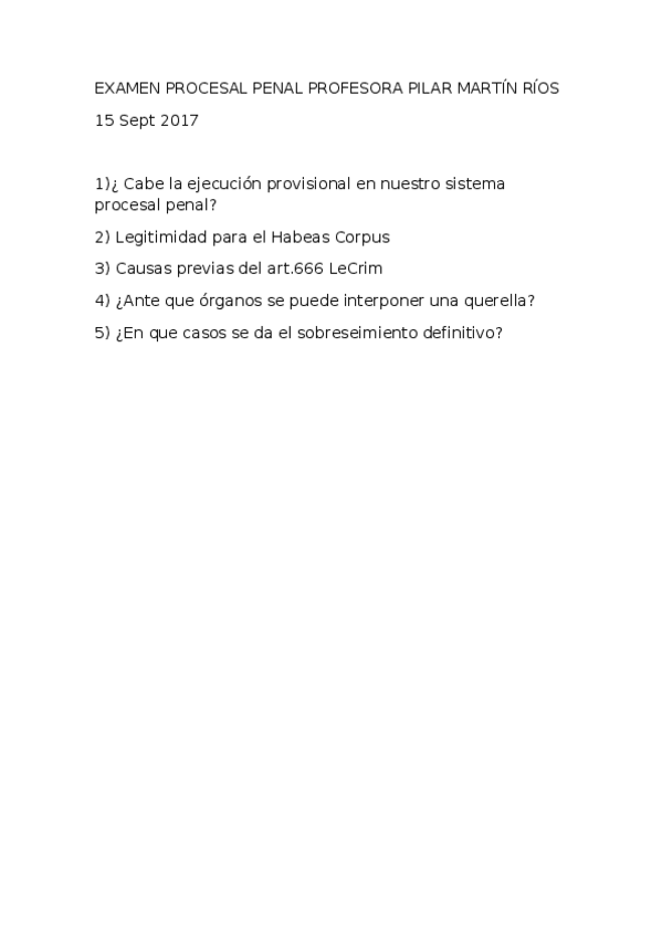 Miniatura del documento EXAMEN PROCESAL PENAL PROFESORA PILAR MARTÍN RÍOS 17.doc