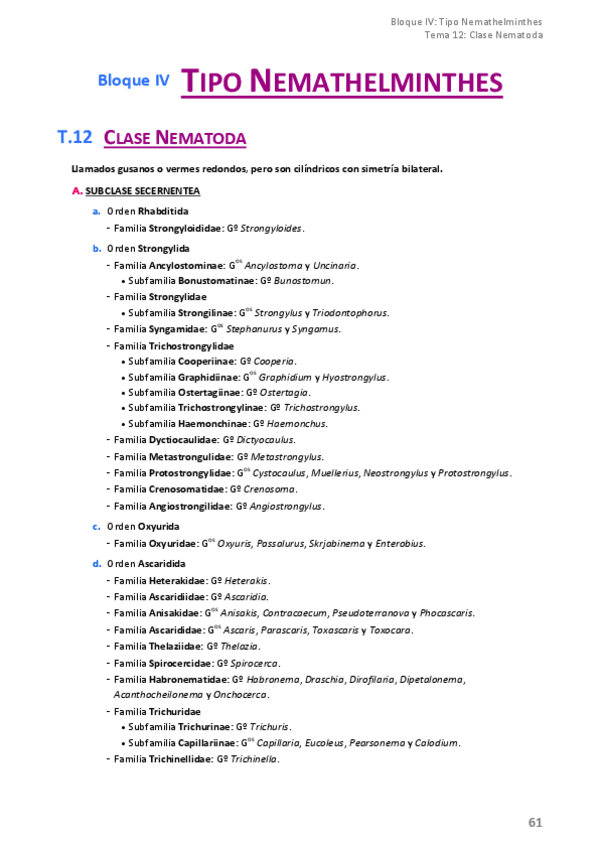 Miniatura del documento Parasitología- Bloque 4 Nematodos.pdf
