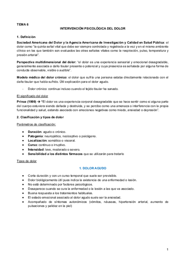 Miniatura del documento Tema 6. Intervención psico del dolor