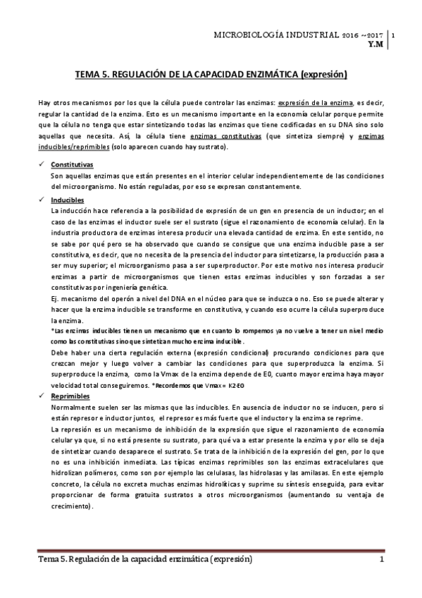 Miniatura del documento Tema 5. Regulación de la capacidad enzimática.pdf
