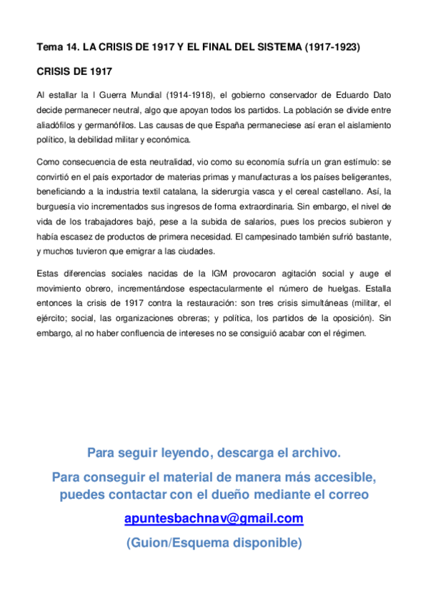 Miniatura del documento A14. Crisis 1917. Fin del sistema