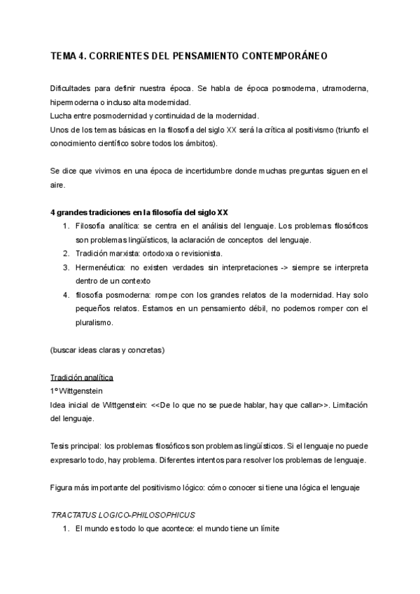Miniatura del documento Tema 4 - Corrientes pensamiento contemp.