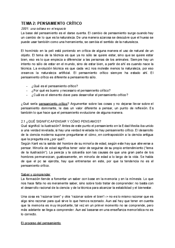 Miniatura del documento Tema 2 - Pensamiento crítico