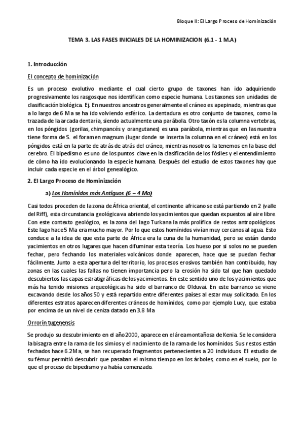 Miniatura del documento TEMA 3 Las Fases Iniciales de la Hominización (6.1 - 1 Ma) +.pdf