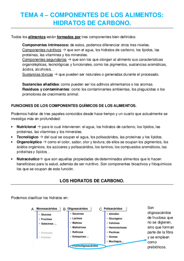 Miniatura del documento TEMA 4 - COMPONENTES DE LOS ALIMENTOS - HIDRATOS DE CARBONO.pdf