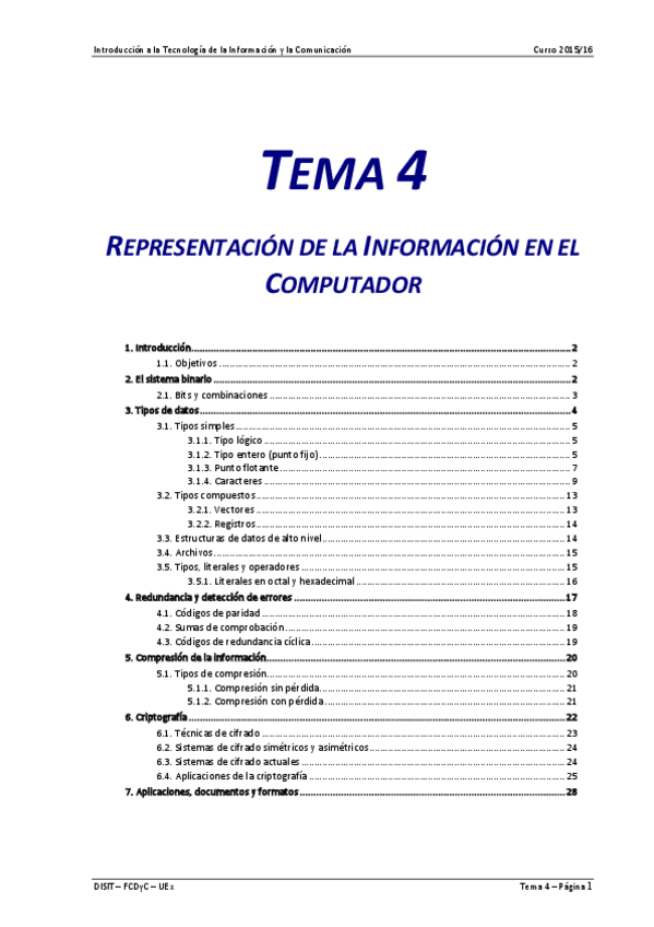 Miniatura del documento Tema 4 - Representación de la Información en el Computador.pdf