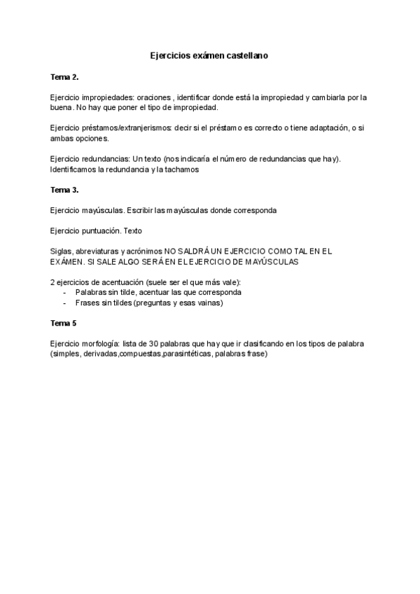 Miniatura del documento Castellano. Ejercicios y examen.pdf