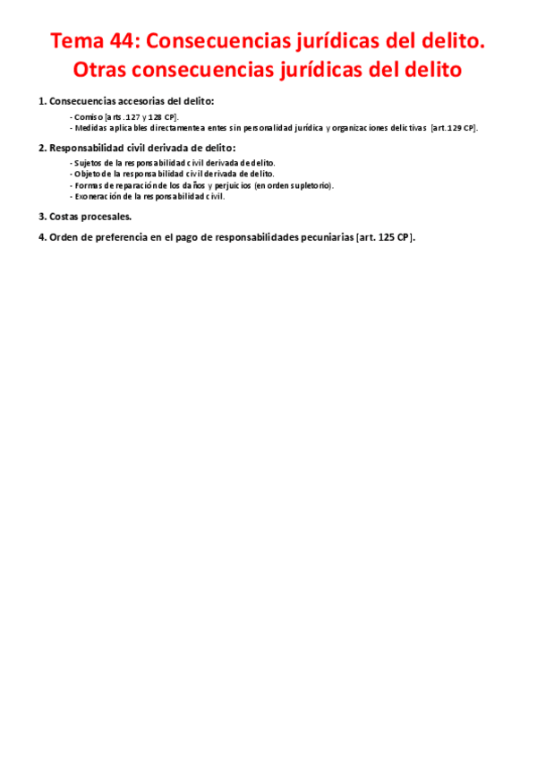 Miniatura del documento Tema 44 - Consecuencias jurídicas del delito. Otras consecuencias jurídicas del delito.pdf
