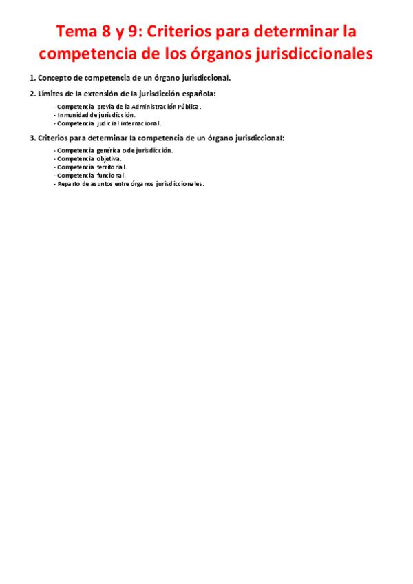 Miniatura del documento Tema 8 y 9 - Competencia de los órganos jurisdiccionales.pdf