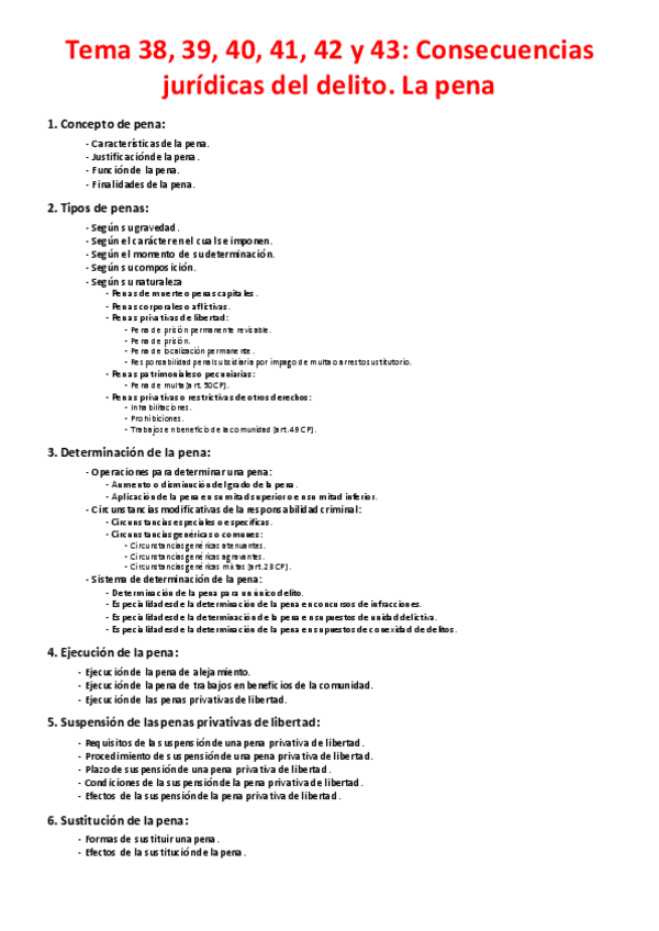Miniatura del documento Tema 38- 39, 40, 41, 42 y 43 - Consecuencias jurídicas del delito. La pena.pdf