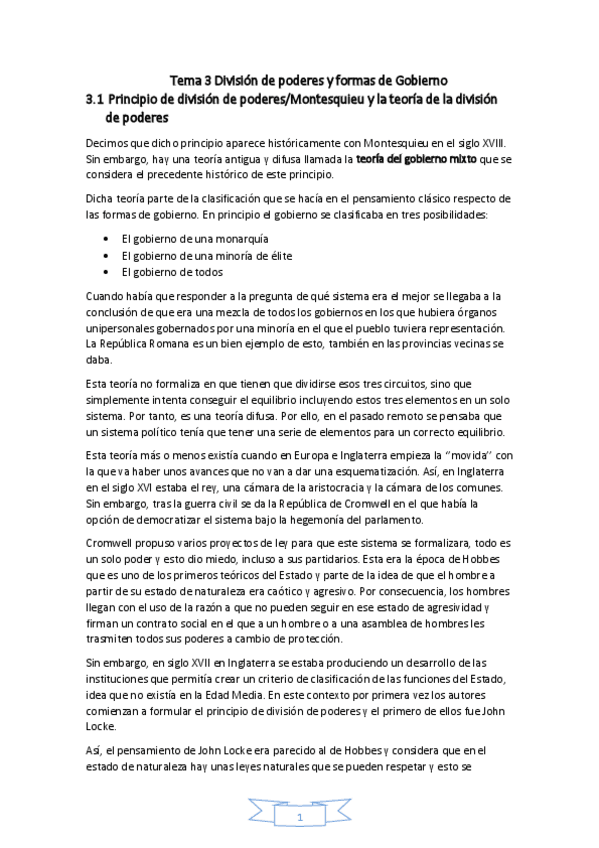 Miniatura del documento Tema 3 División de poderes y formas de Gobierno.pdf