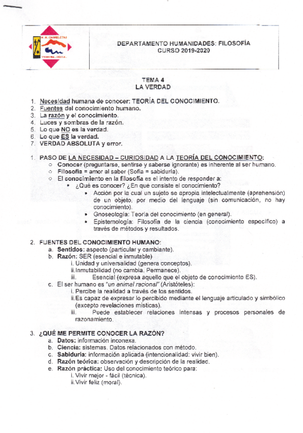 Miniatura del documento Resumen Tema 4 Filosofía (La Verdad)