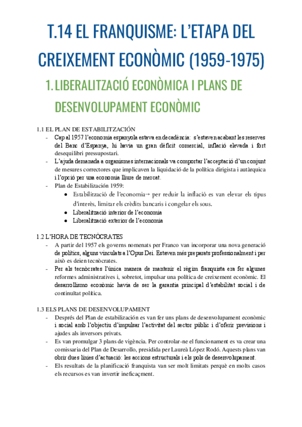Miniatura del documento RESUM. FRANQUISME CREIXEMENT ECONÒMIC
