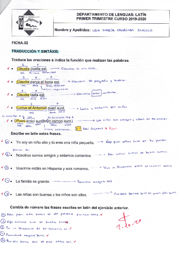 Miniatura del documento Ficha 2 Tema 1 Latín