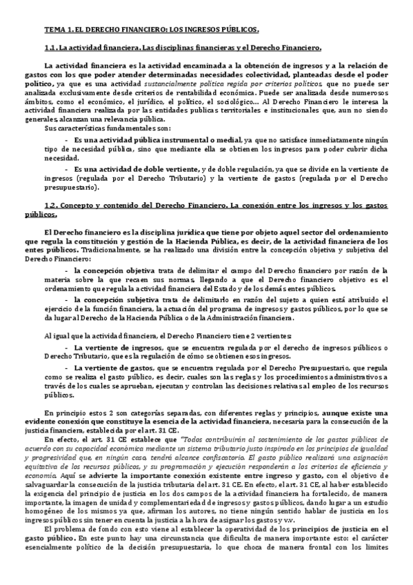 Miniatura del documento Tema 1. El Derecho financiero. Los ingresos publicos.pdf