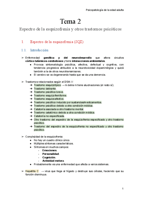 Miniatura del documento Tema 2 - Esquizofrenia y otros Tr.