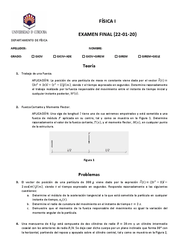 Miniatura del documento Examen-Final-Enero-2020-Fisica-I.pdf