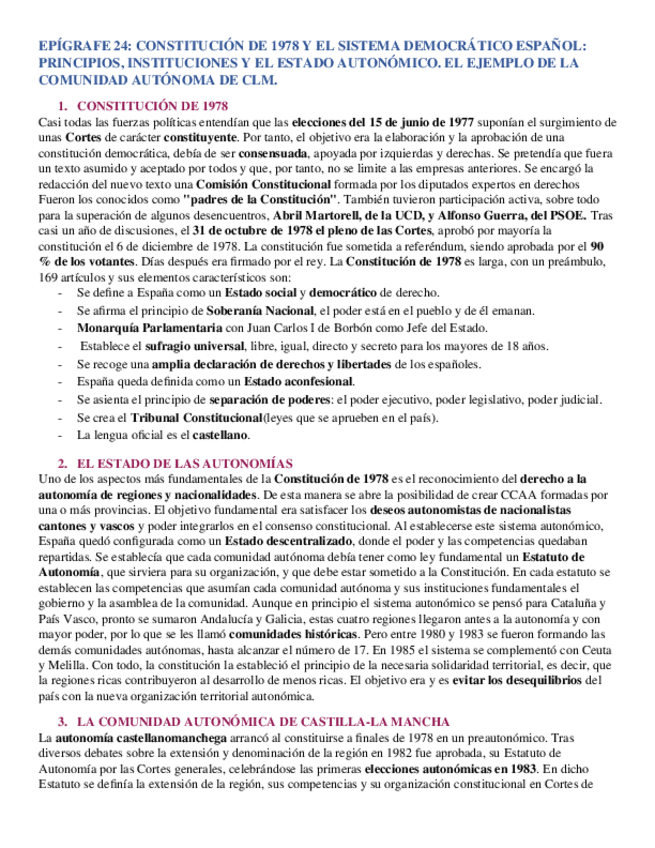 Miniatura del documento BLOQUE 12. EPIGRAFE 24. Las etapas políticas de la democracia. Los gobiernos de la UCD (1977-1982). El golpe de Estado de 23 de febrero de 1981. La alternativa política: gobiernos socialistas y gobiernos del Partido Popular..docx
