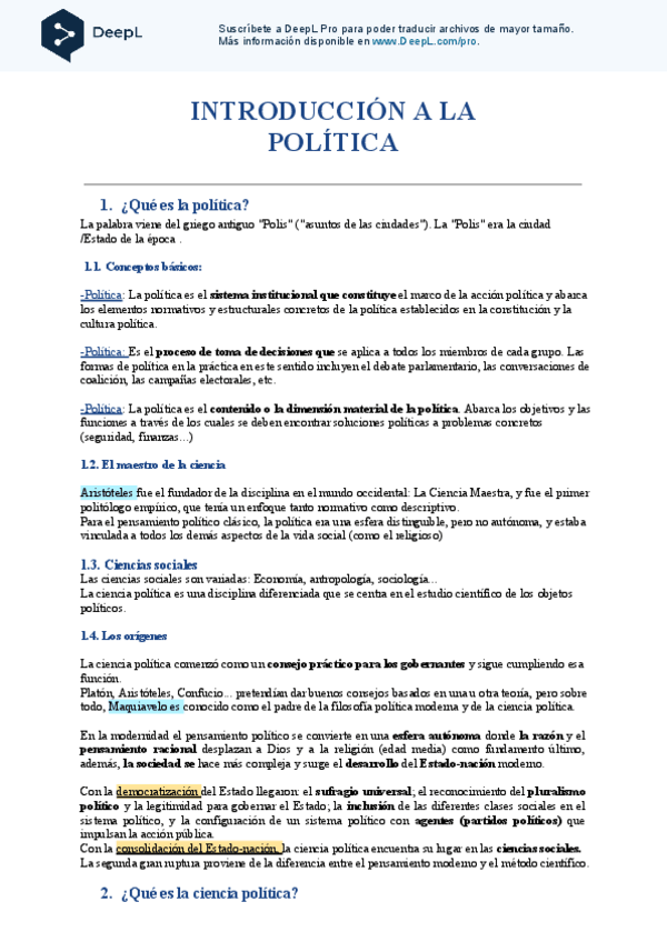 Miniatura del documento Introduction to Politics- Apuntes Español.pdf